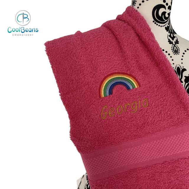 Rainbow Towel - Personalised Face Cloth/Hand Bath = Embroidered - image 1