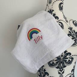 Rainbow Towel - Personalised Face Cloth/Hand Bath = Embroidered - thumbnail 2