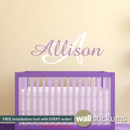 Baby Girl Nursery Wall Decal Monogram Name 01 - Vinyl Lettering You Choose The Color Wd0193
