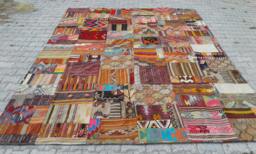 "8X12 Turkish Patchwork Area Kilim Rug, Bohemian Rug - Patchwork Rug For Livingroom 8'4"" X 11'7" - thumbnail 1