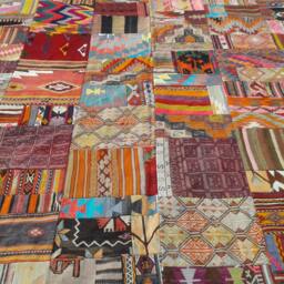 "8X12 Turkish Patchwork Area Kilim Rug, Bohemian Rug - Patchwork Rug For Livingroom 8'4"" X 11'7" - thumbnail 4
