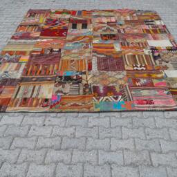"8X12 Turkish Patchwork Area Kilim Rug, Bohemian Rug - Patchwork Rug For Livingroom 8'4"" X 11'7" - thumbnail 2