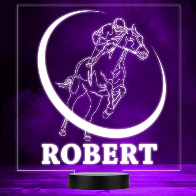 Racer Jockey On Horse Races Sports Fan Personalised Colour Changing Night Light - image 1