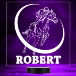 Racer Jockey On Horse Races Sports Fan Personalised Colour Changing Night Light - thumbnail 1