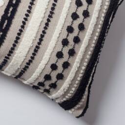 striped Lumbar Pillow Cover Burnt Orange, Terracotta, & Grey Woven Fabric - thumbnail 4