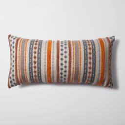 striped Lumbar Pillow Cover Burnt Orange, Terracotta, & Grey Woven Fabric