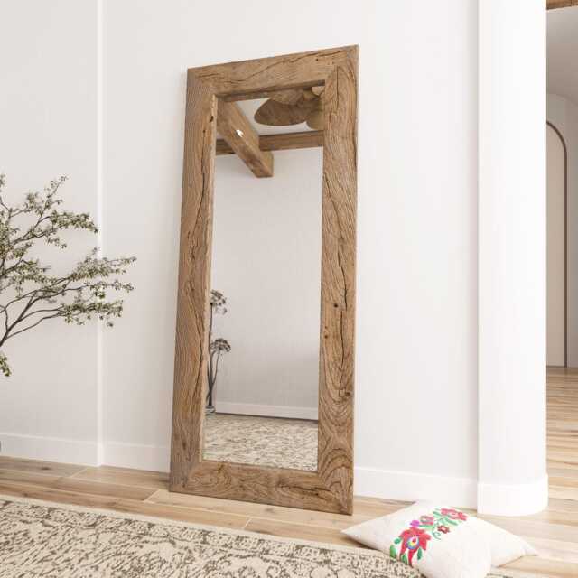 Antique Reclaimed Wood Floor Mirror - Rustic Full Length Custom Size Available Farmhouse Style - image 1