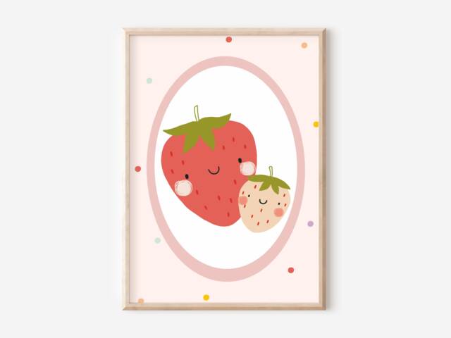 Bright Strawberry Print Perfect For A Playroom, Nursery Or Bedroom - Unframed