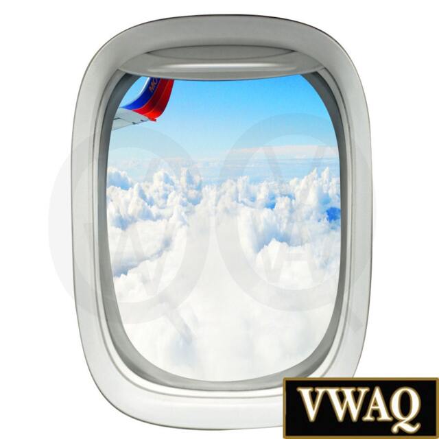 3D Airplane Window Decal - Sky & Cloud Aerial View Peel Stick Vinyl Wall Mural - Vwaq Pw29