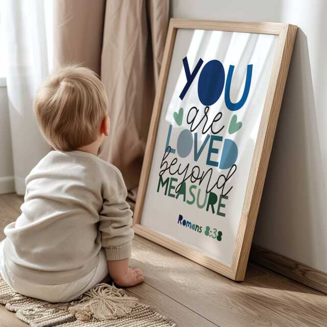 You Are Loved Print, Christian Prints, Boys Bedroom Nursery Wall Art, Toddler Bedroom, Bible Verse Decor - image 1