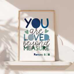 You Are Loved Print, Christian Prints, Boys Bedroom Nursery Wall Art, Toddler Bedroom, Bible Verse Decor - thumbnail 3