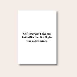 Self-Love Quote Print, Inspirational Quotes, Badass Wings Wall Art, Typography Poster, Empowering Decor, Modern Minimalist Print - thumbnail 1