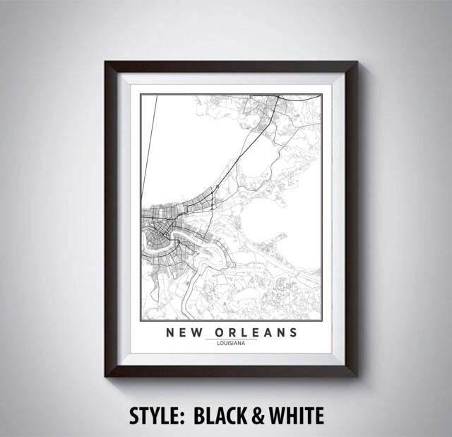 New Orleans Map Art Print Louisiana Travel Poster, Office Wall Decor - image 1