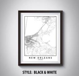 New Orleans Map Art Print Louisiana Travel Poster, Office Wall Decor - thumbnail 1
