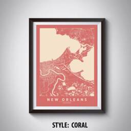 New Orleans Map Art Print Louisiana Travel Poster, Office Wall Decor - thumbnail 3