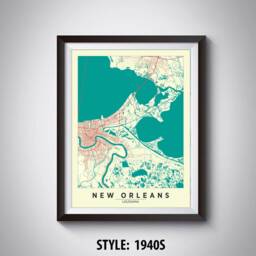 New Orleans Map Art Print Louisiana Travel Poster, Office Wall Decor - thumbnail 2