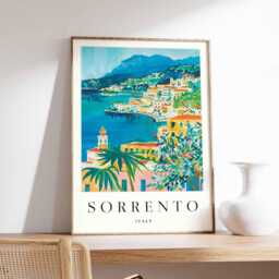 Sorrento Italy Travel Poster Amalfi Coast Wall Art - thumbnail 1