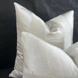 Luxury Designer Taupe Neutral Contemporary Satin Striped Fabric Cushion Pillow Cover - thumbnail 4