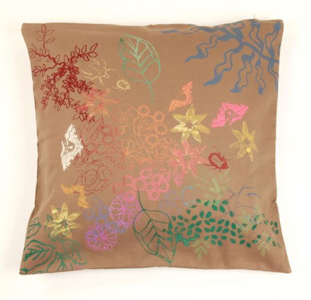 Toffee & Multi-Coloured Floral Cushion Cover - image 1