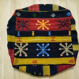 Kilim Pouf Square 24x24x8 Inches Striped Poufs Poufs Floor Pillow Cover Oversize Anatolian Home Decor - thumbnail 3
