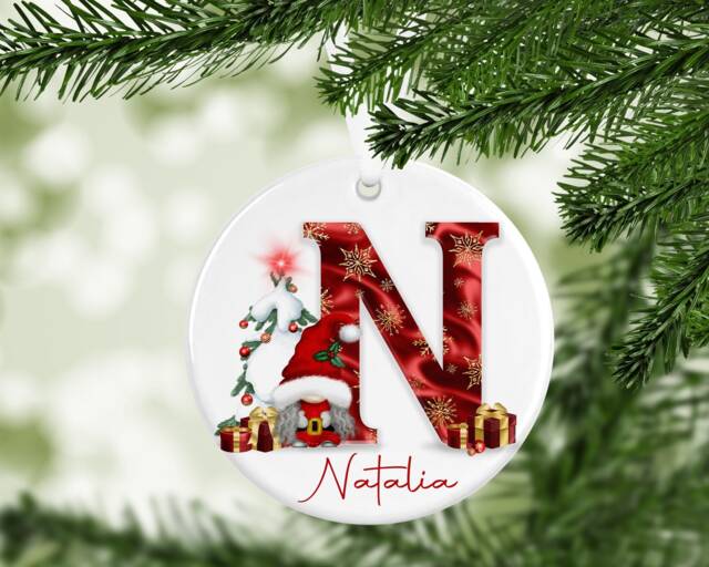 Gonk Gonks Christmas Personalised Red Kids Gift Present Keepsake Novelty Bauble Tree Xmas Son Brother Boyfriend Dad Daughter