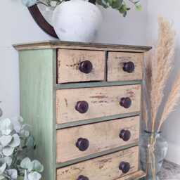 Small Vintage, Solid Wood, Farmhouse/Boho/Coastal Chest Of Drawers/Washstand - thumbnail 3