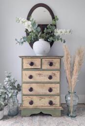 Small Vintage, Solid Wood, Farmhouse/Boho/Coastal Chest Of Drawers/Washstand