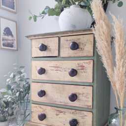 Small Vintage, Solid Wood, Farmhouse/Boho/Coastal Chest Of Drawers/Washstand - thumbnail 2