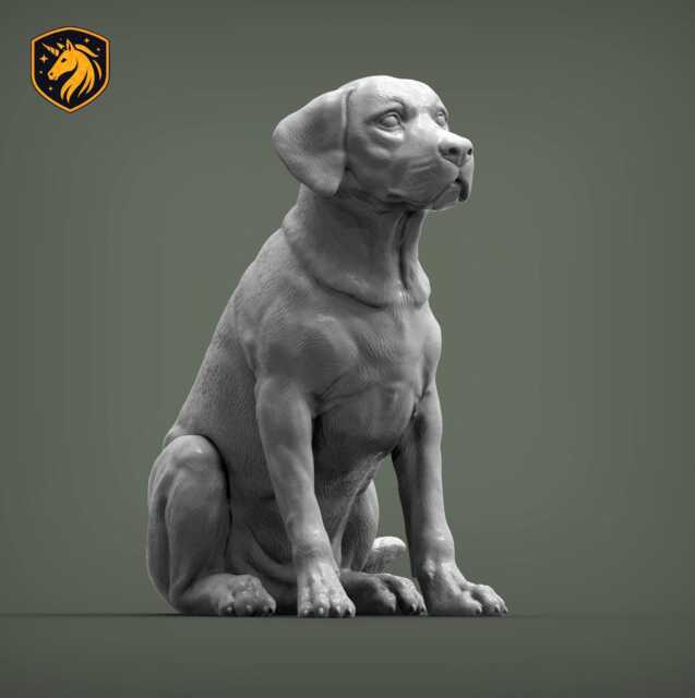 Labrador Retriever - Sitting Pose - Unpainted Abs Resin Model - Realistic Dog Sculpture - image 1