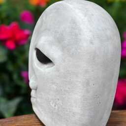 Concrete Abstract Face Statue Stone Modern Head Sculpture Minimalist Art Decor Outdoor Garden Ornament Cement Home Accent Gift - thumbnail 3