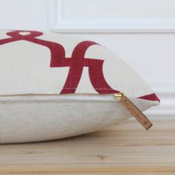 Red Trellis Pillow Cover Throw Geometric Holiday Farmhouse Handmade 20 X 16 26 -- Elizabeth - thumbnail 2