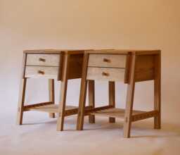 Handmade Solid Oak Bedside Table Custom Nightstand With Drawers