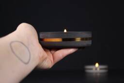 Modern Gold Accent Candle Holder, Luxury Concrete Tealight, Executive Office Gift - Golden Collection - thumbnail 1