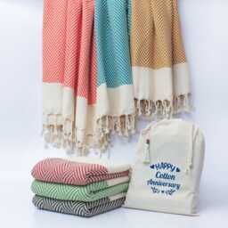 Handwoven Cotton Throw Blanket, Personalised Herringbone Soft Throw, Nanny Gift, Anniversary Wedding Gift For Couple - thumbnail 2