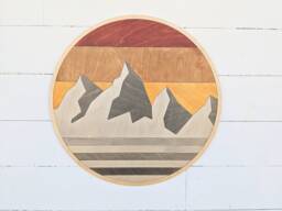 Modern Wooden Mountain Wall Art Abstract Peaks Montage. Living Room Scene - thumbnail 1