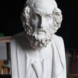 Very Large Bust Of Homer, Greek Plaster Sculpture, Roman Copy Indoor Statue - thumbnail 3