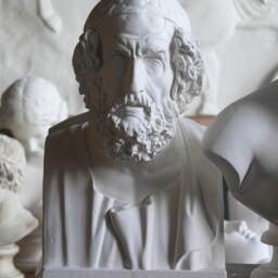Very Large Bust Of Homer, Greek Plaster Sculpture, Roman Copy Indoor Statue - thumbnail 2