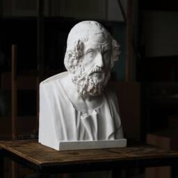 Very Large Bust Of Homer, Greek Plaster Sculpture, Roman Copy Indoor Statue - thumbnail 1