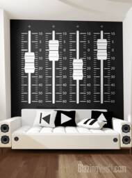 Mixing Console Sliders Wall Decal - Recording Studio Music Producer Sound Waves Audio Speakers By Marcos Crespo & Blazing Vault