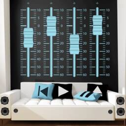 Mixing Console Sliders Wall Decal - Recording Studio Music Producer Sound Waves Audio Speakers By Marcos Crespo & Blazing Vault - thumbnail 3