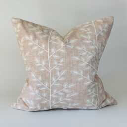 Handmade Embroidered Pink Leaf Cushion Cover, Reclaimed Fabric, 16 X - thumbnail 3