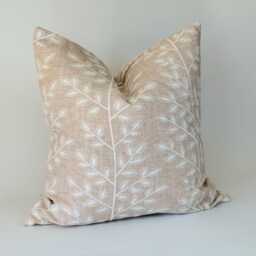 Handmade Embroidered Pink Leaf Cushion Cover, Reclaimed Fabric, 16 X - thumbnail 4