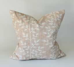 Handmade Embroidered Pink Leaf Cushion Cover, Reclaimed Fabric, 16 X - thumbnail 1