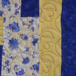 "Handmade Blue Floral Quilt Cotton Throw Quilt - 50"" X 60" - thumbnail 3