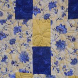 "Handmade Blue Floral Quilt Cotton Throw Quilt - 50"" X 60" - thumbnail 2