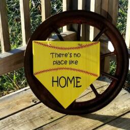 Softball Sign - Theres No Place Like Home Wooden Plate Wall Decor Gift For Player Girls - thumbnail 3