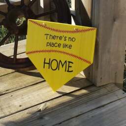 Softball Sign - Theres No Place Like Home Wooden Plate Wall Decor Gift For Player Girls - thumbnail 2