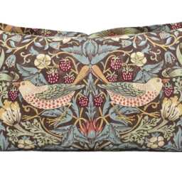 William Morris - Strawberry Thief Chocolate/Slate Stunning Iconic Designer Cushion Cover Floral Butterfly Flange Pillow - thumbnail 2