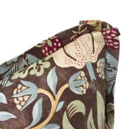 William Morris - Strawberry Thief Chocolate/Slate Stunning Iconic Designer Cushion Cover Floral Butterfly Flange Pillow - thumbnail 3
