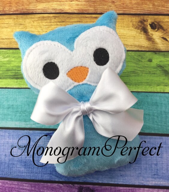 Ready To Ship - Teal Blue Woodland Owl Baby Rattle - Not Personalized